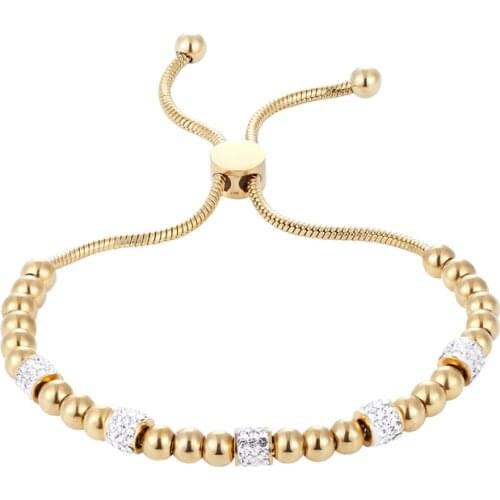 Super Beautiful Bead And Zircon Circle Adjusted Size Women Bracelet Titanium Steel Jewelry Bracelet Gift For Women And Children