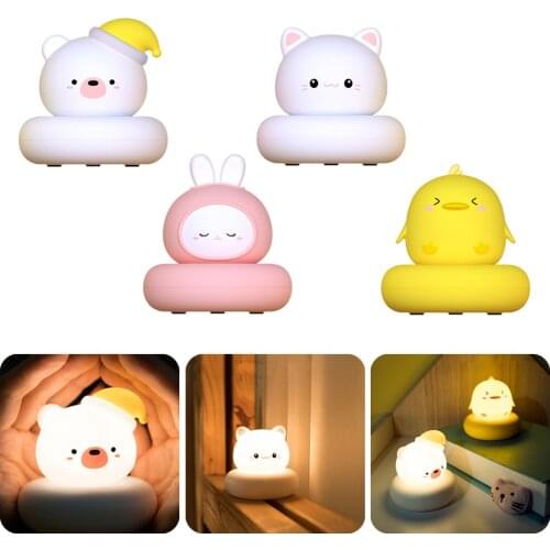 LED Childrens Night Light Mini Cute Animal Baby Bedroom Decoration Light Touch Induction Charging Sleep Light Holiday Gift Ligh