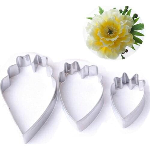 Topnew 3PCS/Lot Peony Petal Cake Cutter Stainless Steel Metal Cake Cupcake Decorating Molds Christmas Party Supplied Cake Tools