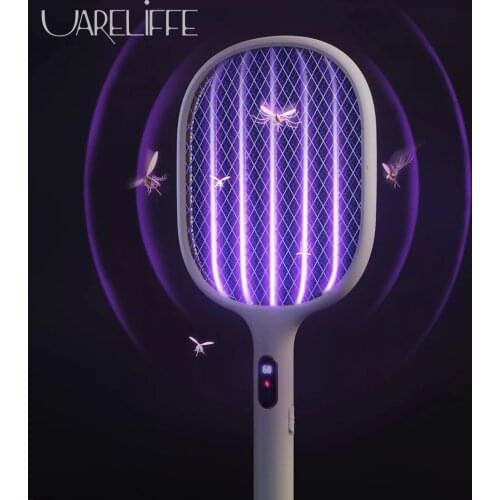 Uareliffe 2 In1 Led Electric Mosquito Swatter Digital Display Dual Mode Mosquito Trap Racket Wall-Mounted Anti Insect Bug Zapper