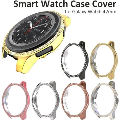 Jewelry Bezel for Galaxy Watch 42mm Crystal Bling Diamond Adhesive Anti Scratch Cases for Samsung Galaxy Watch 42mm Gold Frame
