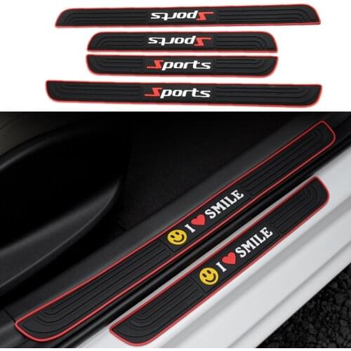 Car Threshold Protection Strips Door Sill Protector Sticker Black Scuff Plate Rubber Guard Side Film Protect Universal Styling