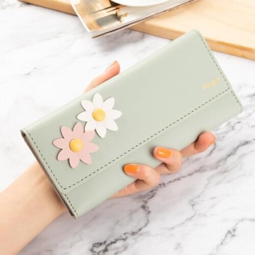 Flowers Women Long Wallet Cute Multi Card Position Coin Purse for Female Ladies Cell Phone Bag Leather Card Holder cartera mujer