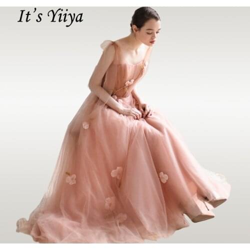 Its Yiiya Evening Dress Elegant Women Party Dresses Zipper Robe De Soiree Appliques Floor Length Sleeveless Formal Gowns E673