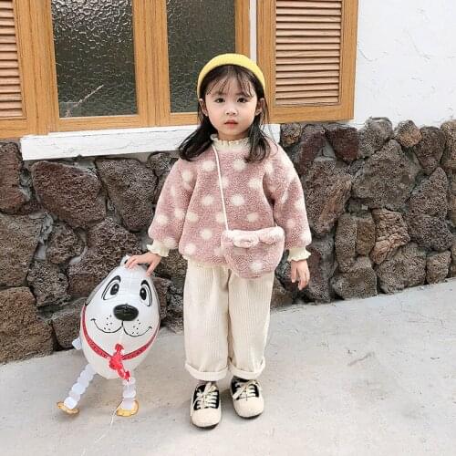 Winter Toddler Girl Clothes Baby Girl Cute Polka Dot Sweatshirt Fashion Childrens Pullovers Top Tees Toddler Girl Cardigan Coat