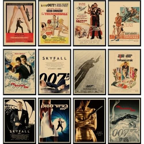 007 James Bond Agente Connery Daniel Craig classic action film kraft paper bar poster Retro Poster decorative painting 42X30cm