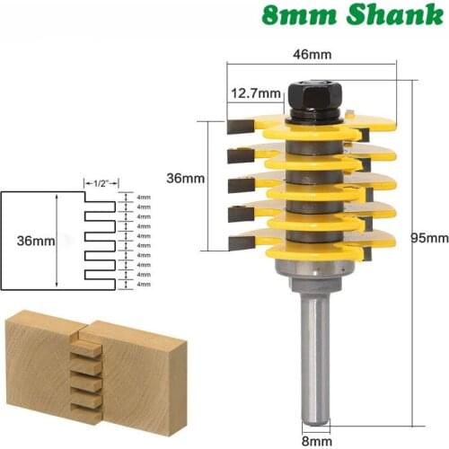 1pc 8mm Shank 3 Teeth Adjustable Finger Joint Router Bit Tenon Milling Cutter Industrial Grade for Wood Tool