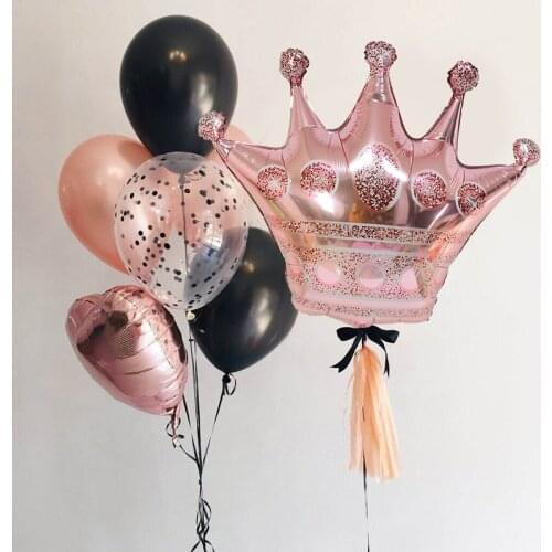 1pc Large Rose Gold Crown Foil Balloons Kids 1st Girl Adult Happy Birthday Party Decoration Baby Shower Wedding Air Globos