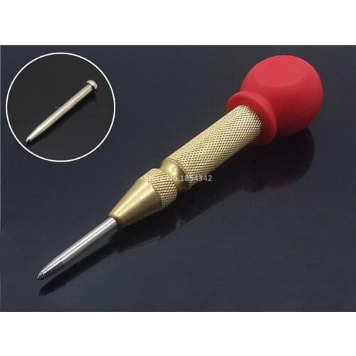 1Pc HSS Golden Center Punch Stator punching Automatic Center Pin Punch Spring Loaded Marking Drilling Tool + Protective Sleeve