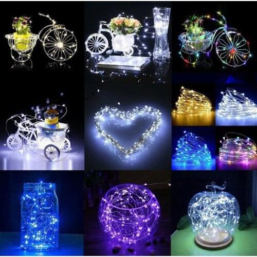 1M/2M 10/20 led light Copper Wire LED String lights Holiday lighting Fairy Garland For Christmas Tree Wedding Party Decoration