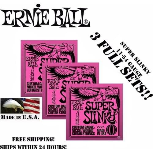 3 Packs! Ernie Ball 2223 Super Slinky Electric Strings Wound Set, .009 - .042 (3 Packs)