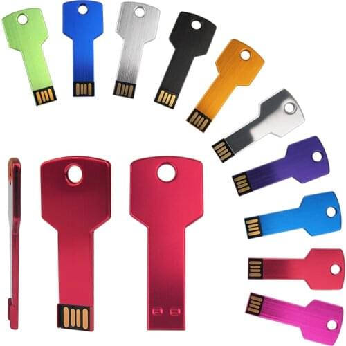 30pcs/lot Personalized Logo USB Metal Key Shape Pendrive Memory Stick 4GB 8GB 16GB 32GB Usb Flash Drive Business Memory U Stick