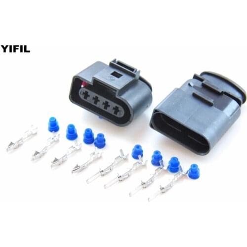 5sets/lot 4 Pin/Way Female Male Ignition Coil Connector Plug Socket Housing For Audi A4 A6 VW SKODA Passat 1J0973724 1J0973824