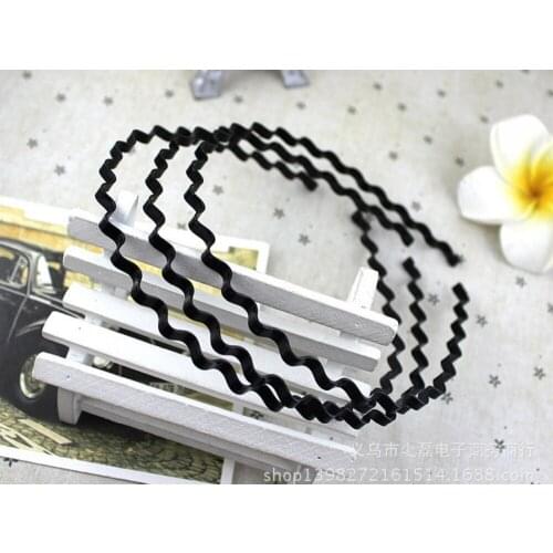 5 Fashion Unisex Wave Hair Band Metal Black Curve Hoop Headband
