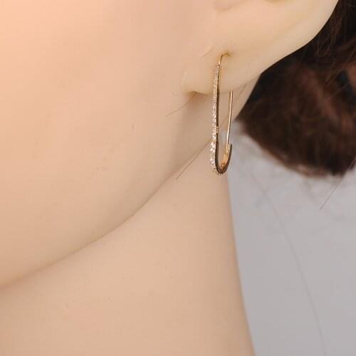 925 Sterling Silver AAA CZ Cubic Zirconia Safety Pin Womens Wedding Bridal Earrings Girls Birthday Gifts 12pcs Lots Wholesale