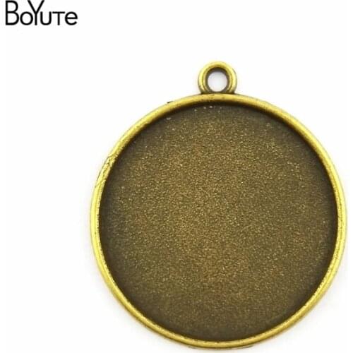 BoYuTe (40 Pieces/Lot) 25MM Cabochon Base Vintage Jewelry Accessories Parts Antique Bronze Silver Plated Black Tray Pendants