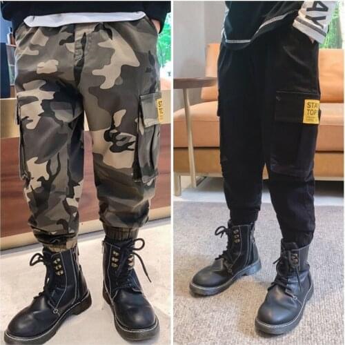 Kids Boys Cargo Pants 2021 New Child Fashion Casual Camouflage Trousers Autumn Winter Teen Boys High Quality Pants Baby Trousers