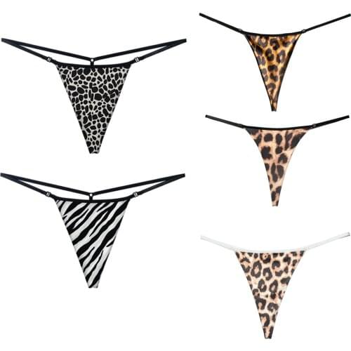 Womens Thong Seamless Underwear for Women Panties Low-Rise Cotton Leopard Pattern Thongs Sexy Lingerie Briefs Bikini G String