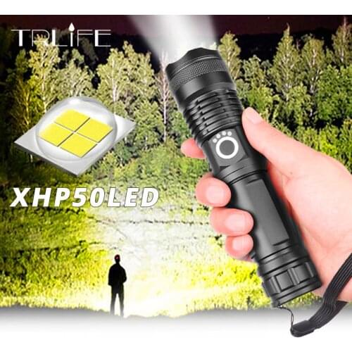 Dropshipping Ultra Bright Xlamp XHP50.2 Most Powerful Flashlight USB Zoom Led Torch XHP50 18650 or 26650 Rechargeable Battery
