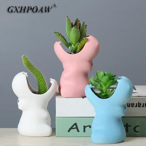 Cartoons Hippo Flower Pots Animal Ceramic Flowerpot Cute Vase Cactus Succulent Plants Potted Flower Arrangement Home Decoration