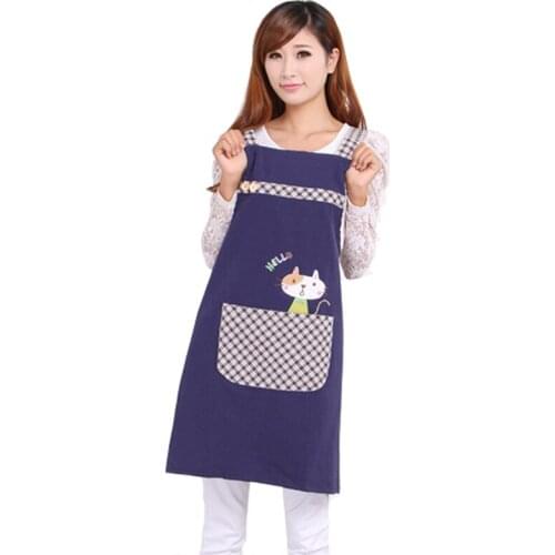 Classic Style Cute Tea Shop Kindergarten Apron Women Adult Work Wear Gown Cotton Overall Aprons Logo Print