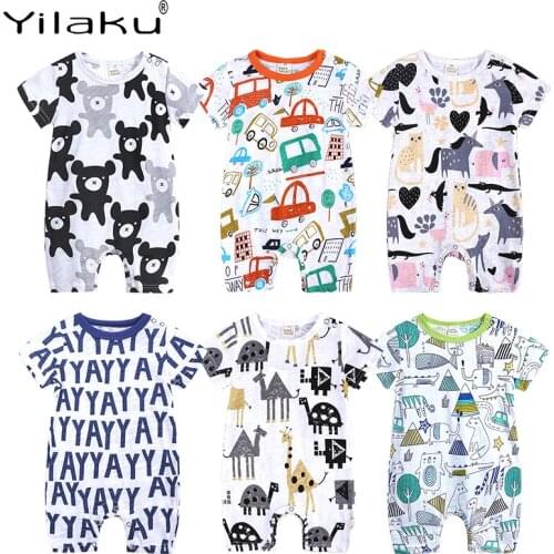 Yilaku Baby Boys Baby Girls Clothes Summer Romper For Newborn Cartoon Short Sleeve One Pieces Jumpsuit Kid Unisex Romper YY005