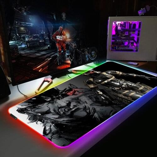 Metal gear solid RGB Mause Pad For Badroom Gamer Girl Large Mouse Mat Backlight Table Mat Desk Accessories 900x400/350X600mm