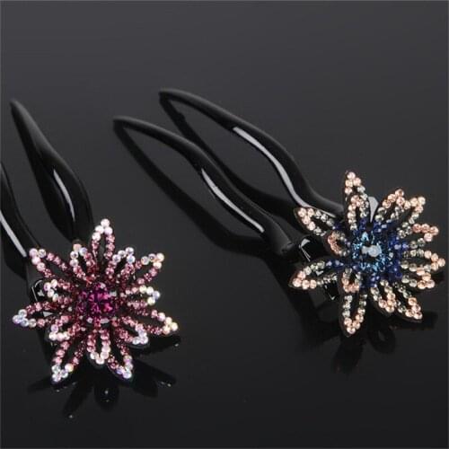 Fashion Rhinestone Hair Stick Headwear Simple Elegant Fixed Hair Styling U-Shape Hairpin Women Hair Accessories