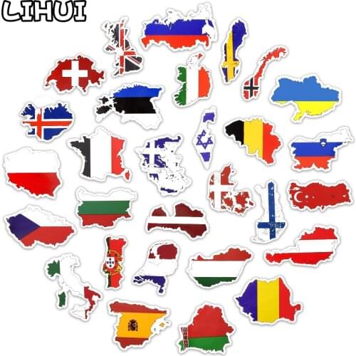 50 PCS National Flag Sticker Toys for Children Country Flag Map Travel Stickers for Suitcase Laptop Motorcycle Bicycle Car Decal