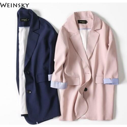 2020 New Fashion Business Interview Suits Women Work Office Ladies Three Quarter Sleeve Spring And Autumn Casual Blazers