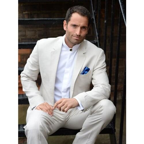 ANNIEBRITNEY Ivory 2 Piece Slim Fit Men Business Suit Tailor Made Groom Wedding Tuxedo 2 Piece Prom Wedding Business Men Suit