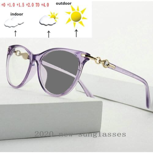 Transition Sunglasses Photochromic Reading Glasses for Women Cat Hyperopia Presbyopia with Diopters Outdoor Presbyopia GlassesNX