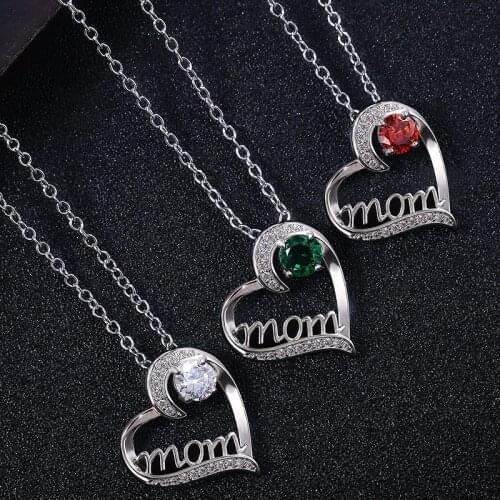 Heart Shaped Necklace Women Necklace Heart Shaped Mom Character Necklace Inlaid Cubic Zirconia Send Mom Surprise Mother Day Gift