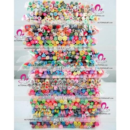Feather cartoon fruit Festival- Mixed Style Polymer Clay Nail Art Cane A_Grade 2500pcs Nail Art Canes