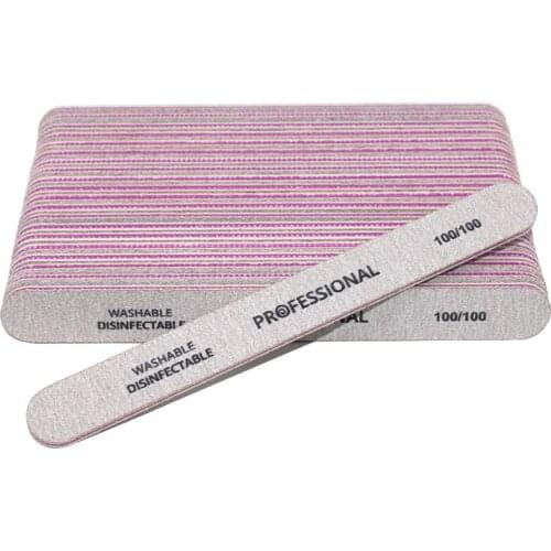 50pcs Double-sided Nail File 100/100 Grit Professional Sanding [Polishing Buffer Block For Manicure Straight Thick Files Set