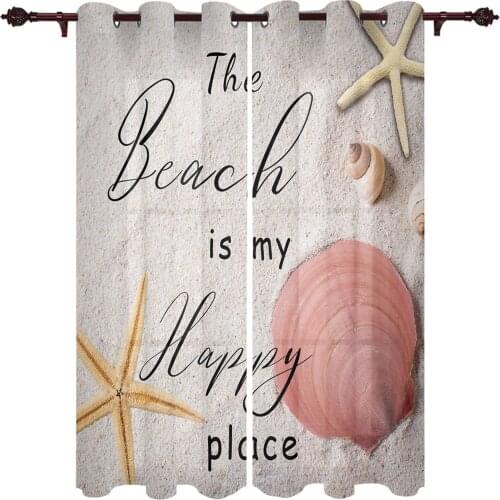 Beach Sea Shell Starfish Modern Curtains for Living Room Luxury Window Treatments Bedroom Kitchen Curtains Drapes