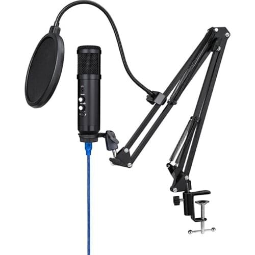 Profession USB Condenser Microphone KTV Singing Recording Tripod Set for Youtube Streaming Podcast Recording Instrument