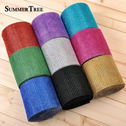 1 Yard 12cm Width Crystal Diamond Mesh Rhinestone Ribbon for Wedding Party Gift Vase Floral DIY Craft Decoration
