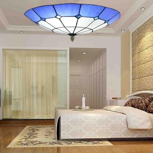 Mediterranean Baroque E27 110-240V Tiffany retro Ceiling Lights luminaria teto Ceiling Lamps For Home Decoration