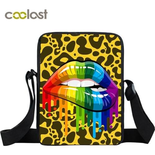 Red Lips Mini Shoulder Bag Ladies Travel Bags Colorful Flap Bags Women Handbag LGBT Canvas Crossbody Bag Girls Satchels