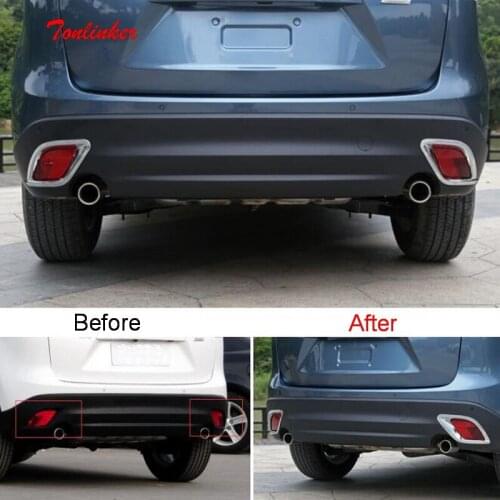 Tonlinker Exterior Rear Fog Light Cover stickers For MAZDA CX5 2012-15 Car Styling 2 PCS ABS Chrome Cover stickers