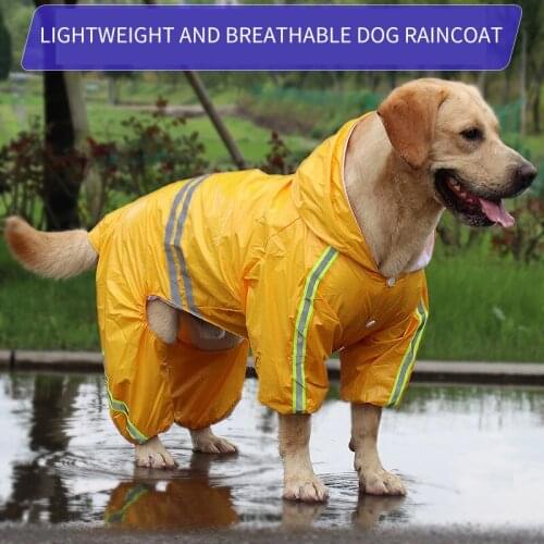 Waterproof Dog Suits Raincoat Large Dog Clothes Rain Cape Pet Clothing Hooded Jacket Poncho Pet Rain Coat