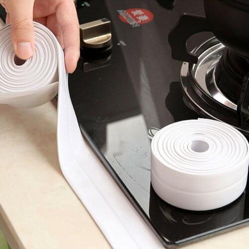 1 Roll Bathroom Shower Sink Bath Sealing Strip Tape White PVC Self adhesive Waterproof Wall sticker for Bathroom Kitchen