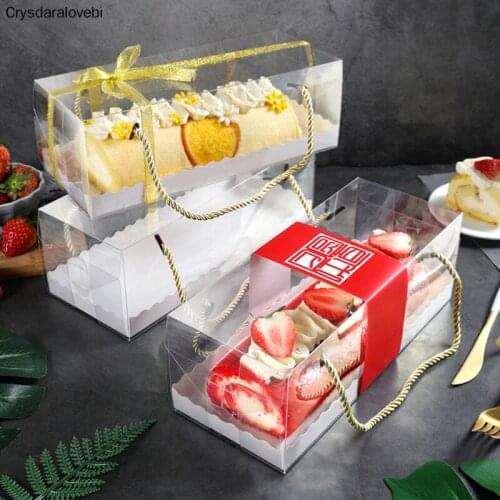 10pcs Transparent With Paper Bottom Tote Boxes Baby Shower Cake Decoration Birthday Party Package Backing Supplies Box