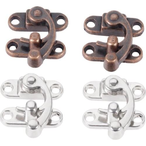 2pcs Box Latch Hasps with screws Antique Padlocks Silver/Red Copper Buckle lock 29mm*33mm Jewelry Wooden Box Wine Case hardware