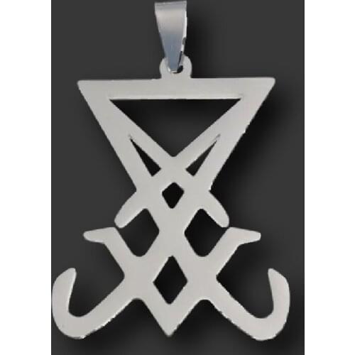 2pcs Christian Retro Lucifer Seal Stainless Steel Fallen Angel Medal Necklace Pendants DIY Charms Jewelry Crafts Accessories