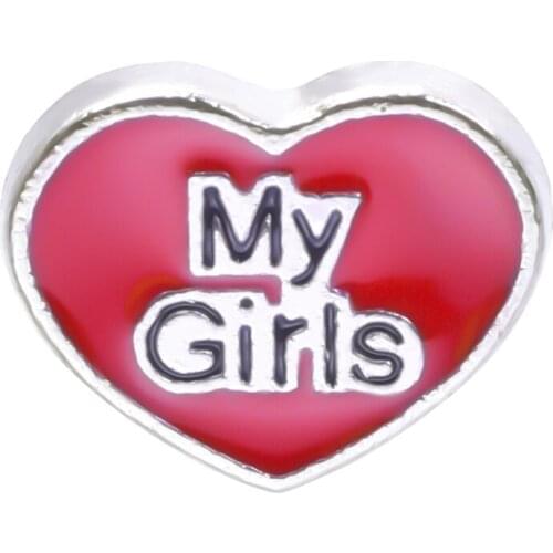 F156 Heart Shape 20Pcs/lot Letter My Girls Floating locket Charms Fit Magnet Glass Locket Pendant