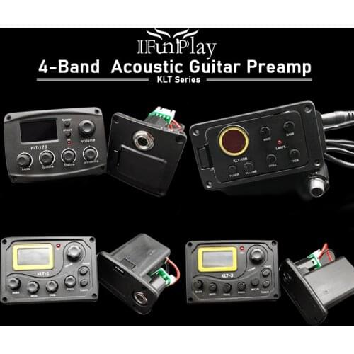 4 Band Acoustic Guitar Piezo Preamp KLT-10B KlT-17B KlT-3 Folk Guitar EQ Equalizer with Tuner Guitar Amplifier Pickup System