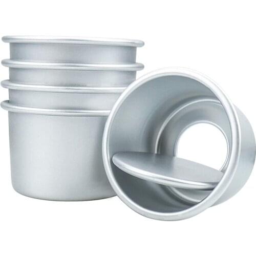 4 Inch Cake Pan, 4 Pcs Mini Cake Pan Round Tier Baking Cake Pans ,for Baking Steaming Serving, Healthy & Sturdy