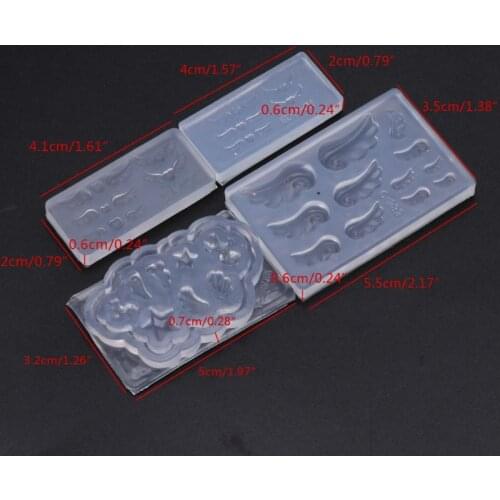 4Pcs Mini Heart Resin Earring Pendant Mold Nail Art Template Silicone Mold F3MF